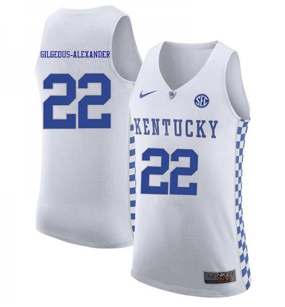 Men's Kentucky Wildcats #22 Shai Gilgeous-Alexander White Stitched Basketball Jersey